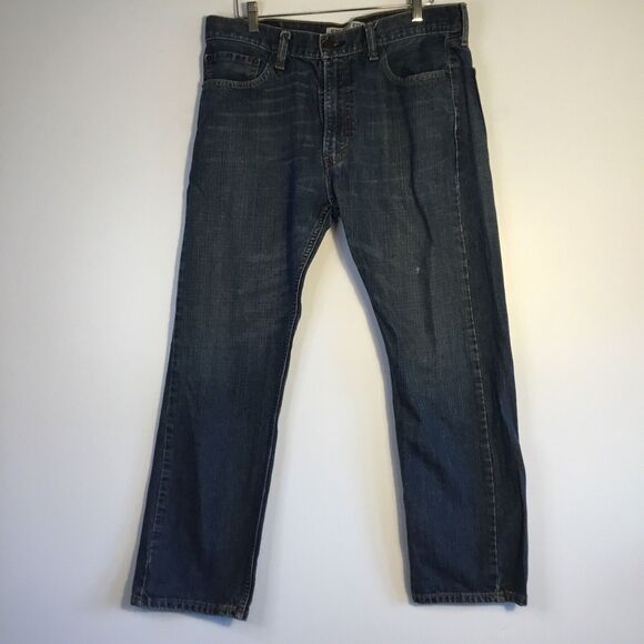 Levis 505 Regular Fit Straight Leg Jeans Mens 35x28 Medium Blue Denim Chore Barn - Picture 1 of 9
